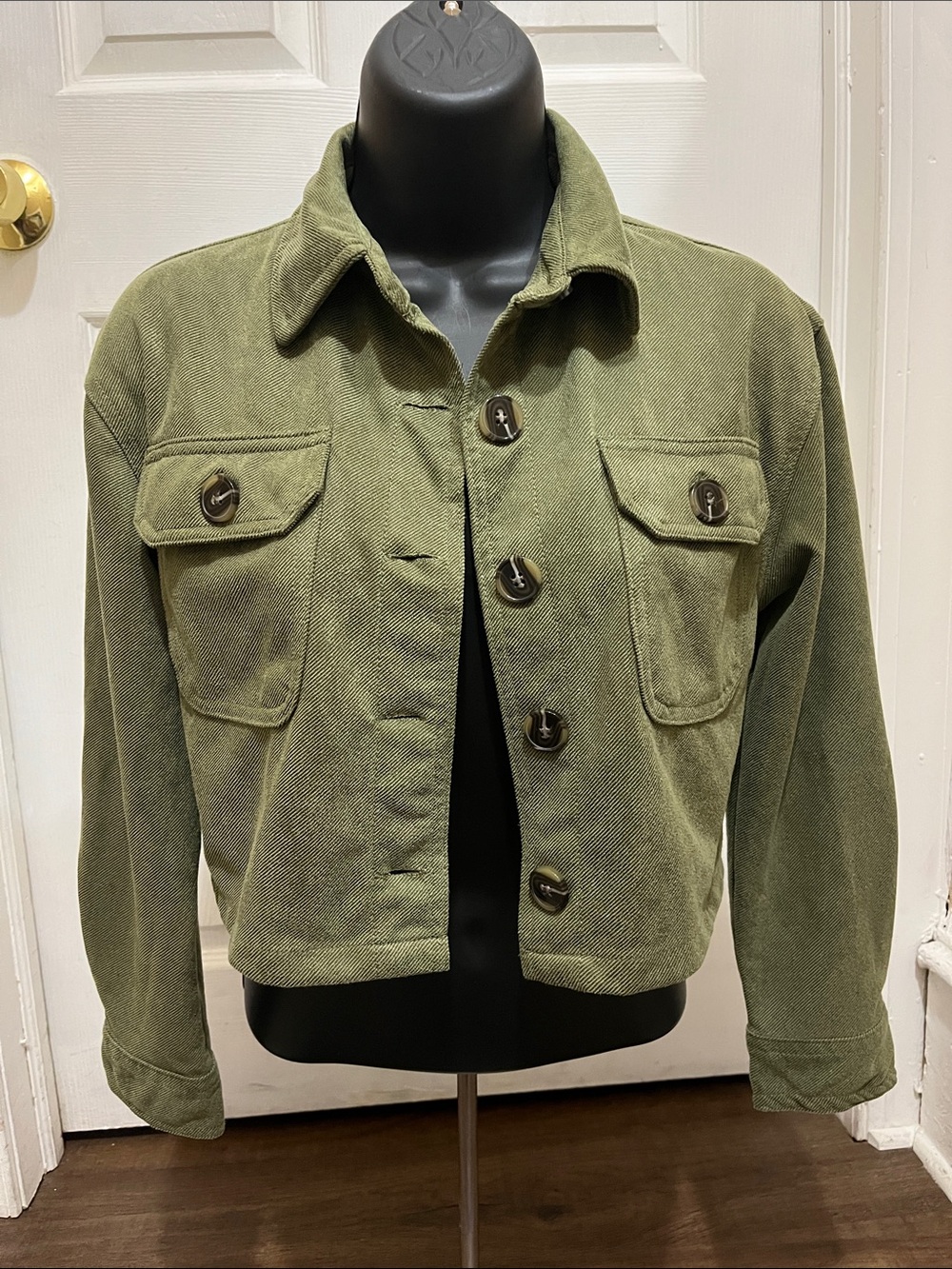 Olive Green Kids Jacket - Classic Button-Front Coat